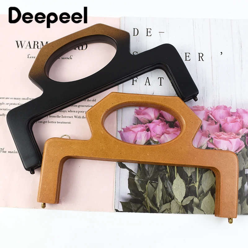 

1/2Pcs 25*15cm Fashion Wooden Bag Handle Purse Frame Kiss Clasp DIY Handmade Closure Sewing Brackets Women HandBag Accessories