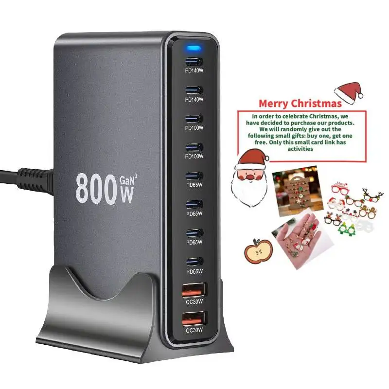 

800 Вт USB C Настольное быстрое зарядное устройство 8C2A USB Type C PD Зарядное устройство Fast Charge 3.0 USB Type C Быстрое зарядное устройство для iPhone Samsung Huawei