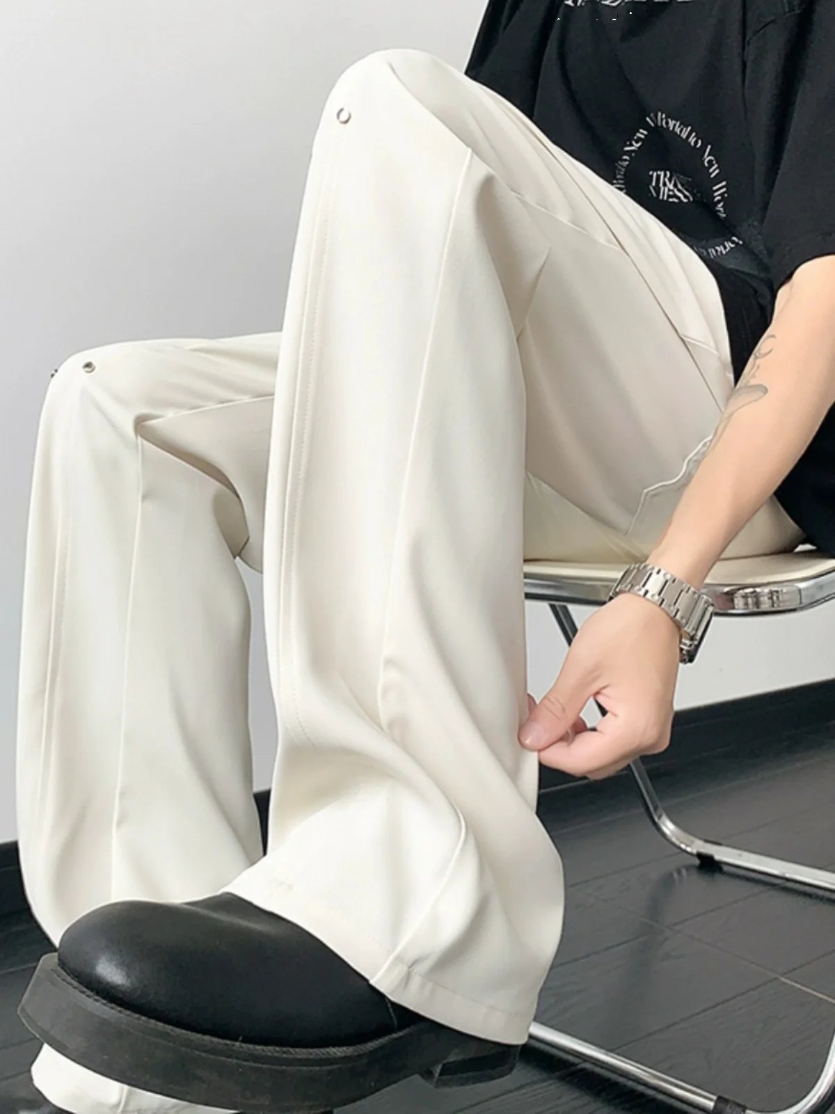 

Ice Silk Men's Pants Straight Leg Thin Summer Casual Trousers Loose Wide Leggings Comfortable Loose Fit Faionable