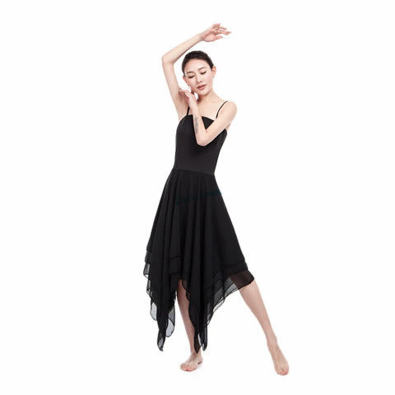 Adult Women Tulle Lyrical Ballet Dress Performance Dance Costume Romantic Professional Long Tutu Dress Gymnastics Leotard