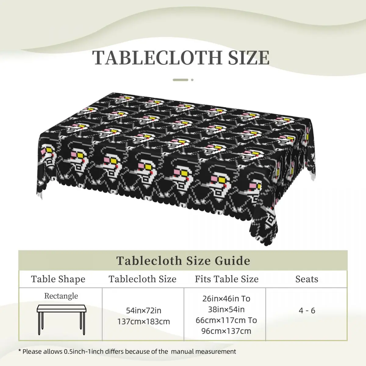 Deltarune Chapter 2 Spamto Custom Rectangular Tablecloth Oilproof Table Cover for Festival Party Decorations Table Cloth