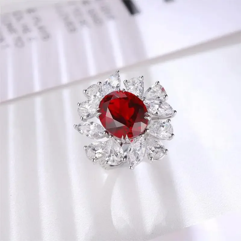 RUIF 2024 New Classic  S925 Silver Oval Shape Ring Style Lab Ruby Women Jewelry Party Gift Weddingring