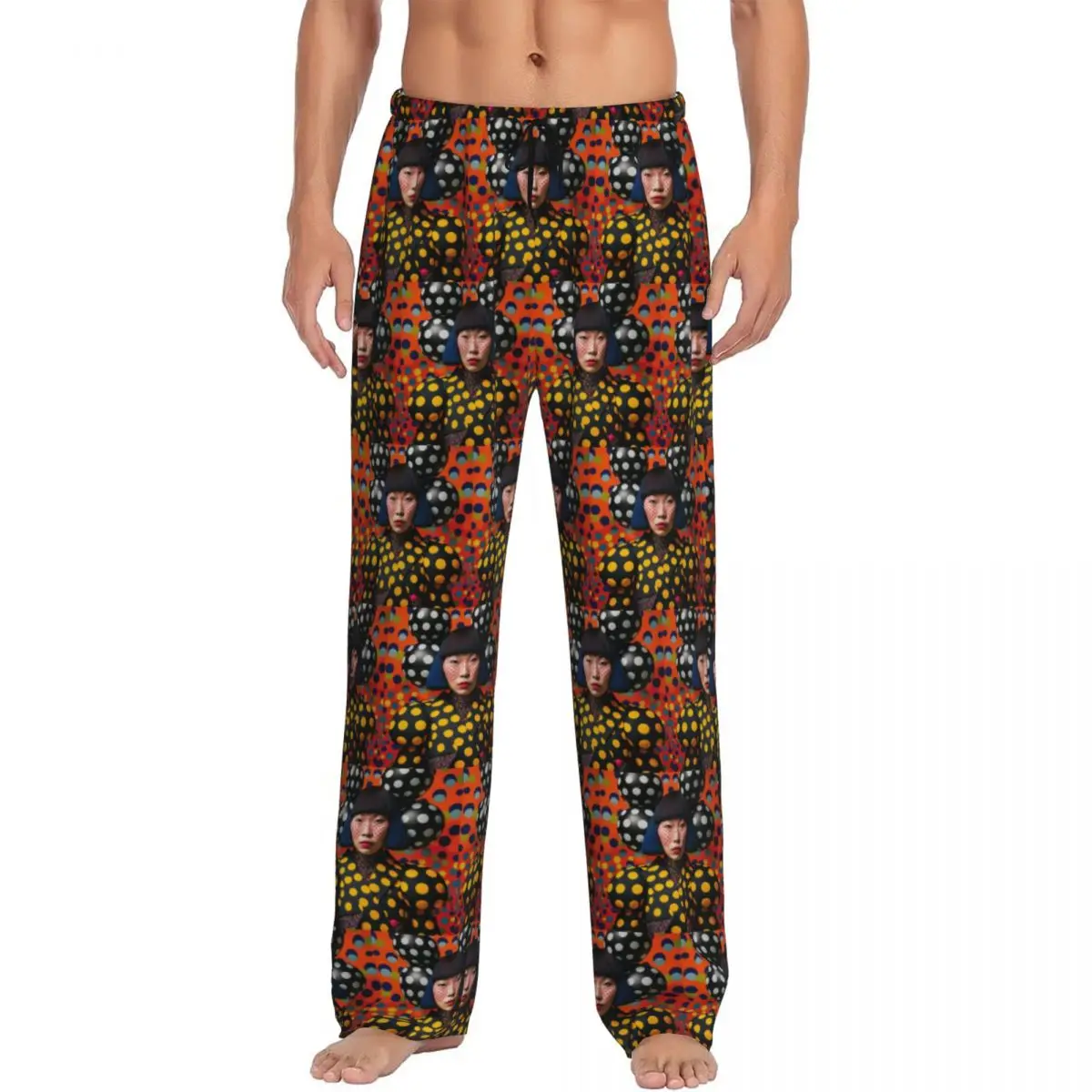 Custom Men Yayoi Kusama Abstract Art Pajama Pants Print Polka Sleep Sleepwear Bottoms with Pockets