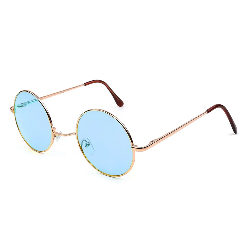 

Round Sunglasses Gold Frame Blue Lens Uv400 Protection Retro Circle Glasses Lightweight Unisex Eyewear For Outdoor Travel