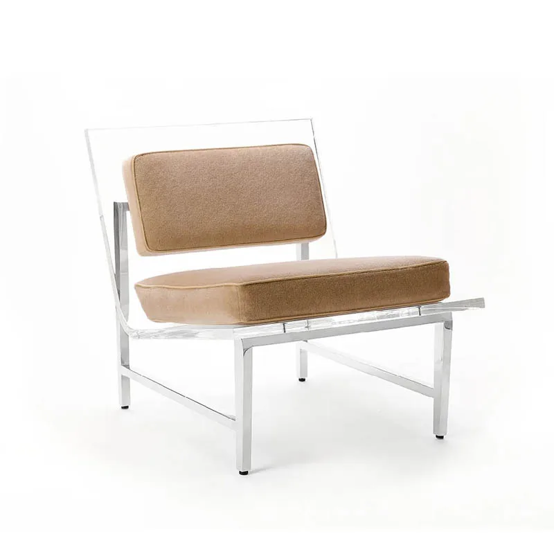 

Linen transparent sofa chair acrylic single leisure recliner