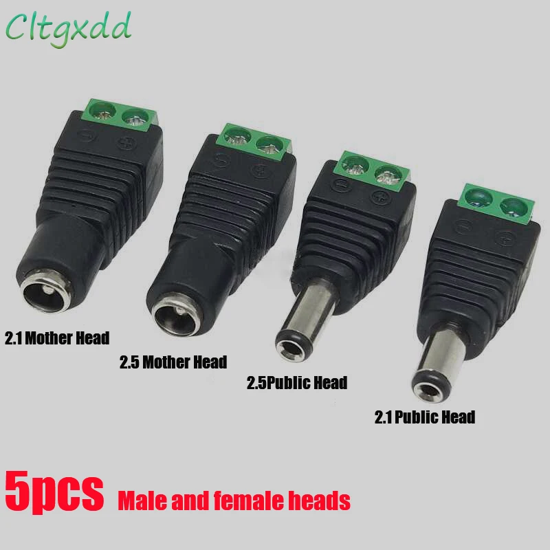 5pcs 12V DC Power Connector Plug Jack Male Female Socket Barrel 2.1mm x 5.5mm Adapter for CCTV Camera LED Strip Supply Terminal