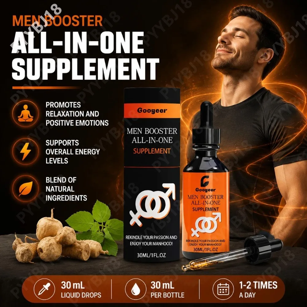 Googeer Men Booster Drops with Maca Root Extract, Kudzu Root Extract Plant-Based Blend for Relaxation and Energy Support 30 ML