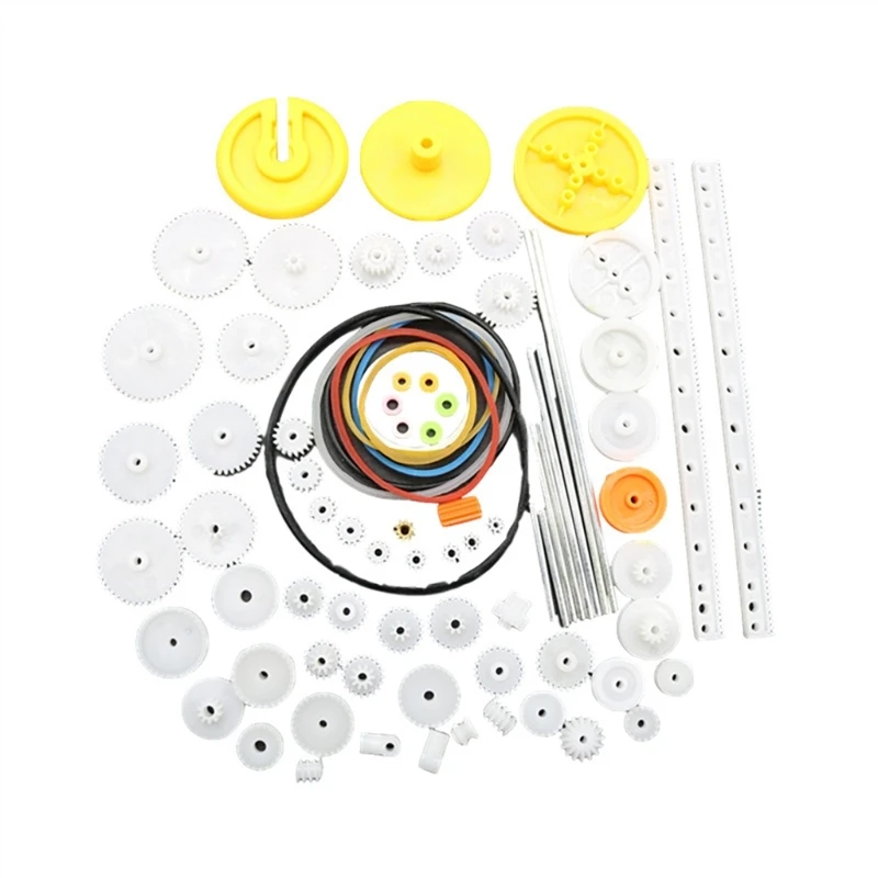 

82Pcs Gear Package Kits Motor Gears Plastic Spindle Worm Gear Set Robot Gear Pulley Shaft Belt Assembly for Robot Toy Dropship