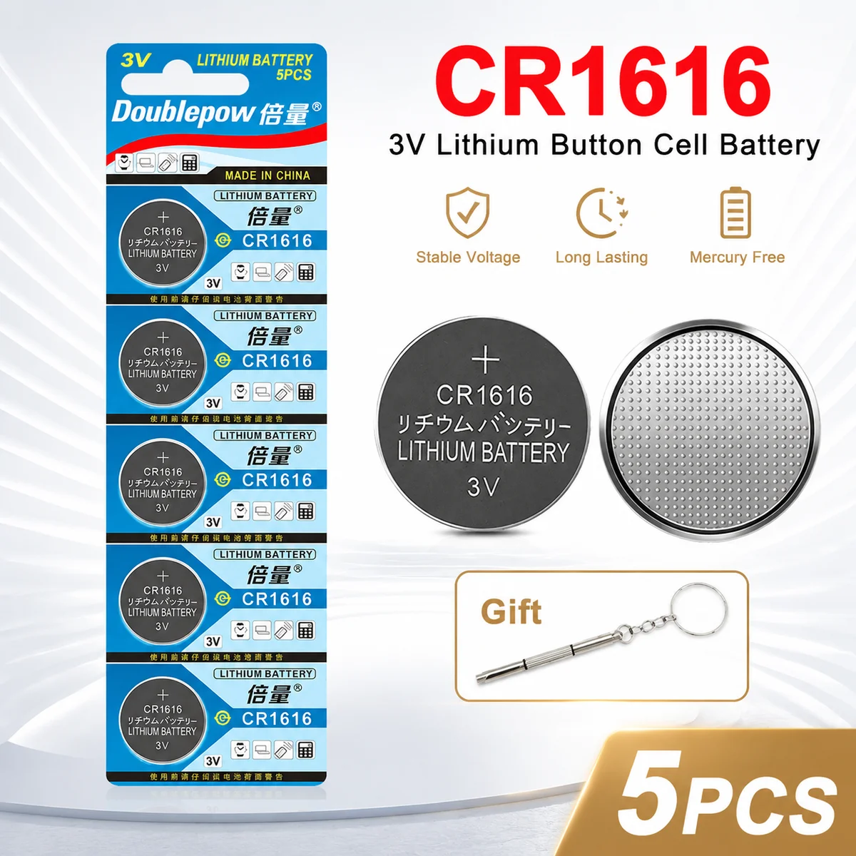 Lithium Coin Button Cell Battery CR1616 3V 2-10PCS, GPCR1616 ECR1616 CL1616 For Watch Toy Car Key Calculator With Screwdriver