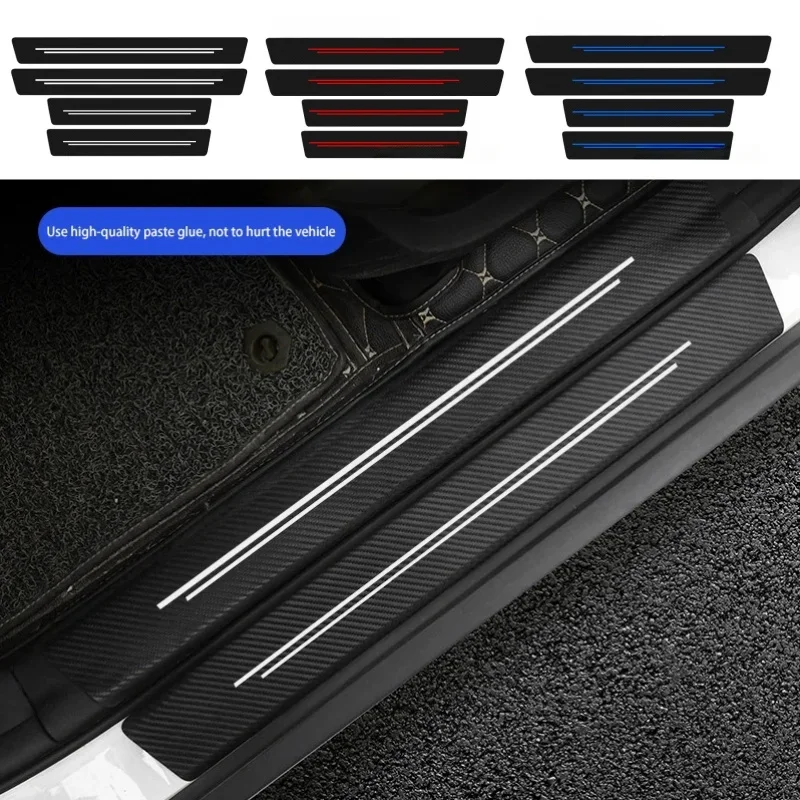 4PCS car doorsill protection stickers, tough and durable decorative scratch-resistant doorsill universal style.