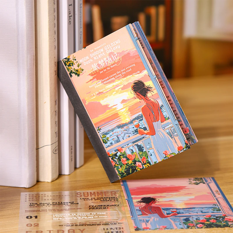 20 ورقة/مجموعة ديكور سجل القصاصات PET يموت قطع ملصق كتاب الرجعية المشهد التوضيح الجملة الإنجليزية DIY بها بنفسك القرطاسية ملصق