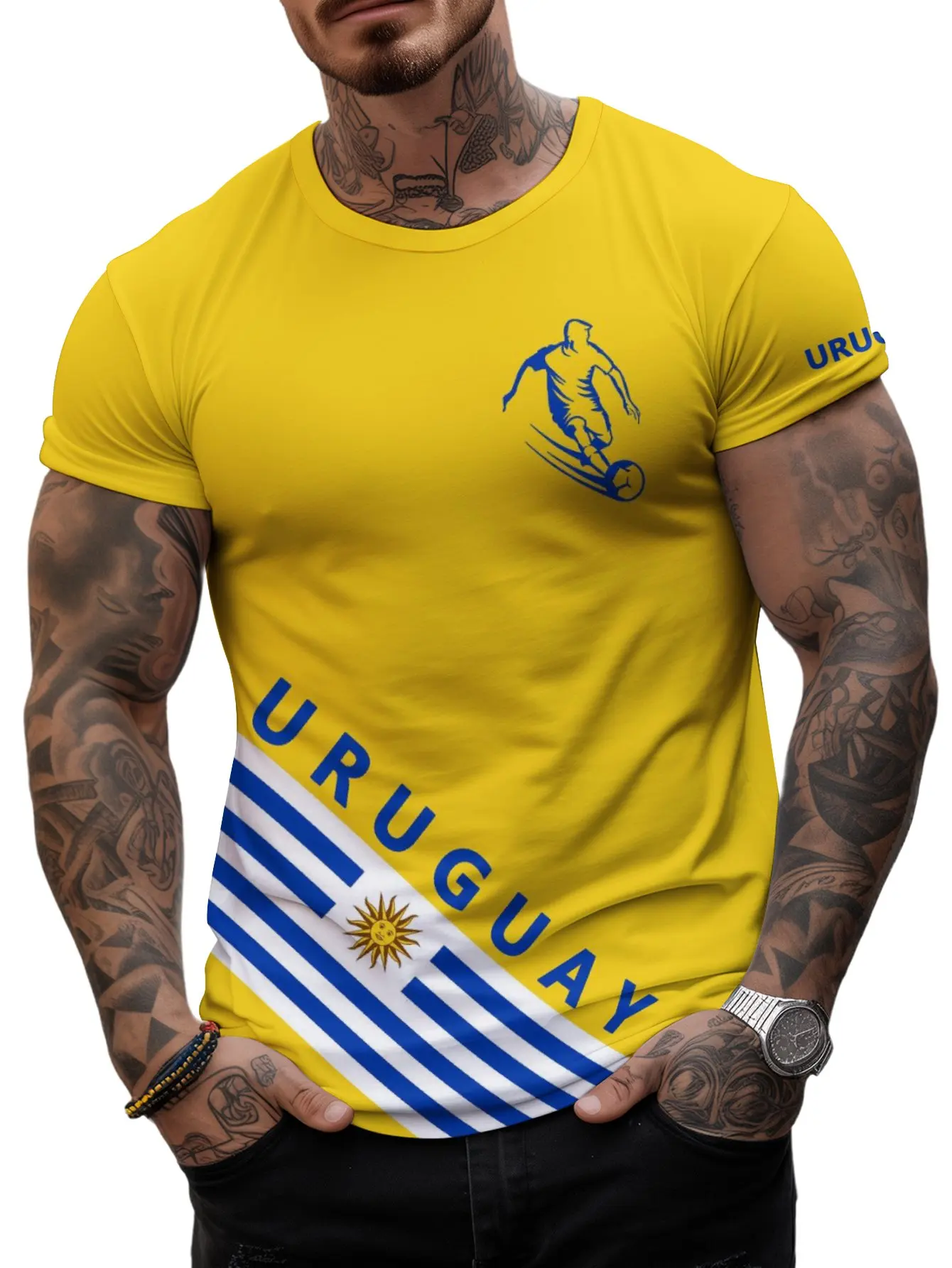 Uruguay Football Fan Gear Men\'s Soccer T-shirt 2024 Summer Short Sleeve Oversized Clothing 3D Printed Casual Fashion Tops