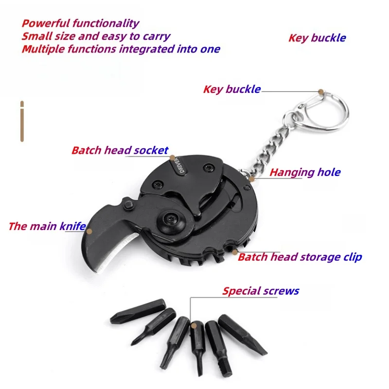 Versatile Pocket-Sized Utility Knife for Outdoors - Convenient Coin Keychain EDC Accessory