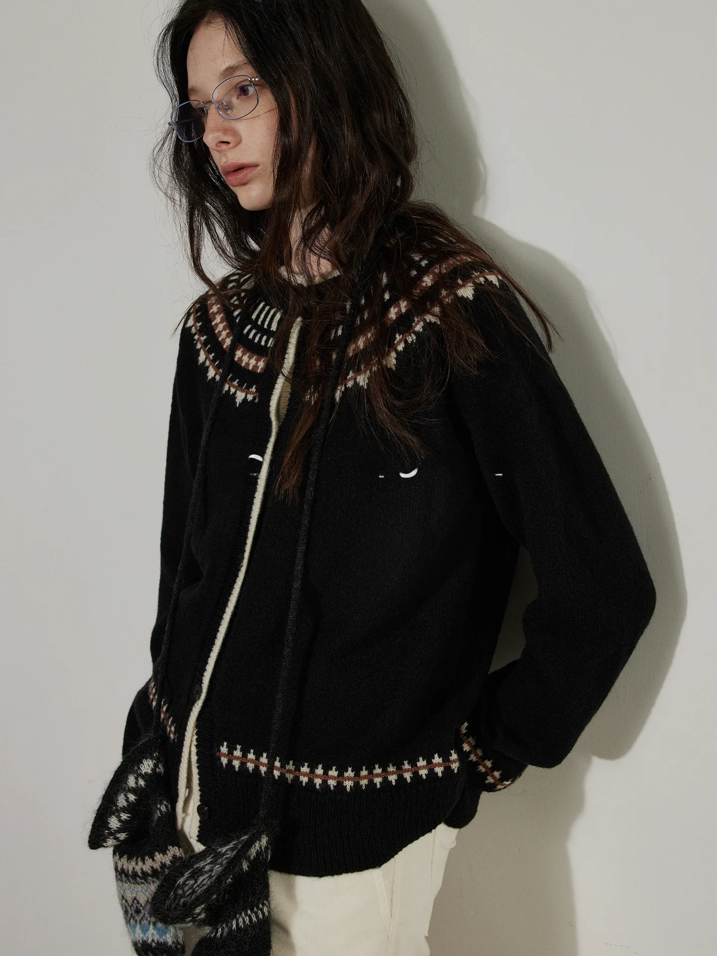 

Lofi Choose Women's Vintage Knitted Cardigan Heavyweight Loose Fit Winter New Sle Fair Isle Pattern Long Sve Sweater Coat