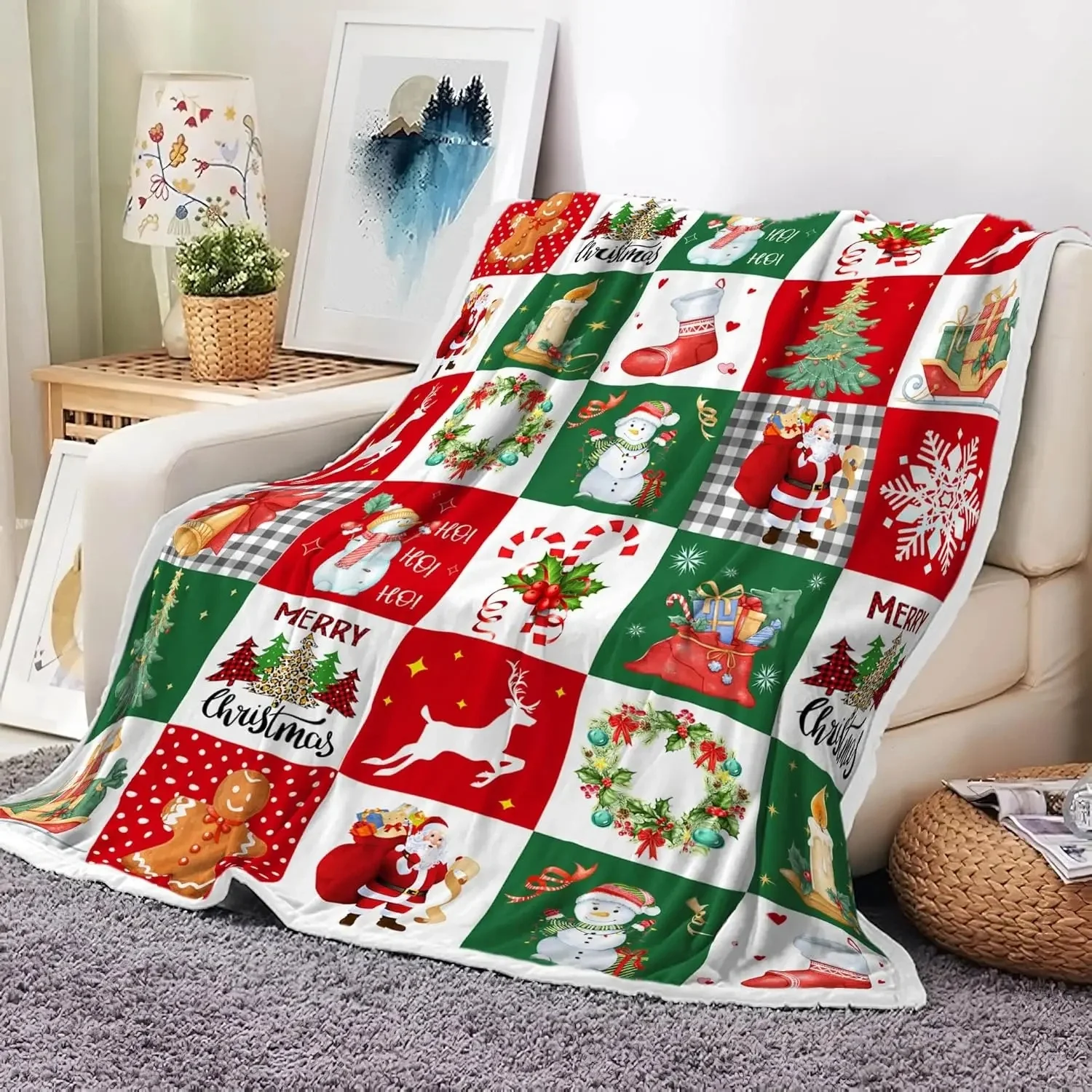 Christmas Carpet Winter Snowflake Festival Christmas Throwing Carpet Autumn Winter Christmas Santa Claus Carpet