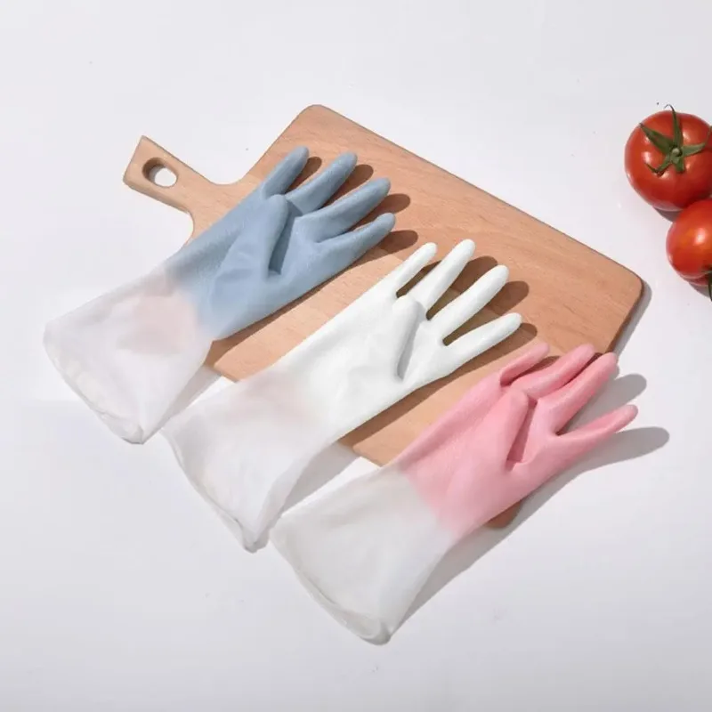 Household Cleaning Gloves  Household Kitchen Dishwashing Gloves  Gradient Color  Home Rubber  Gloves With Nails  Waterproof