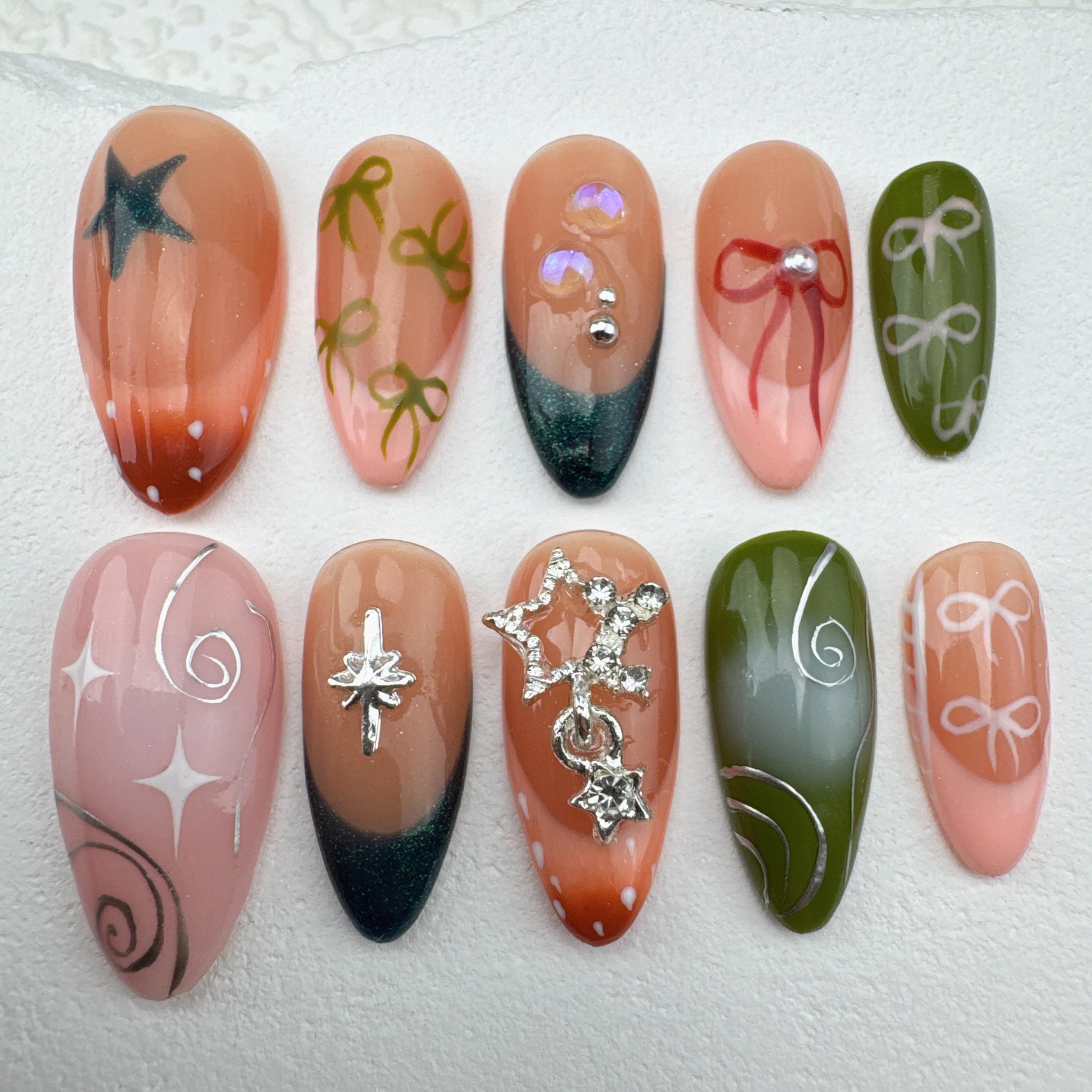 

handmade nail art/custom press on nails/party press on nails/Flakes for nails/wedding nails gift/Japanese nails/Long nails