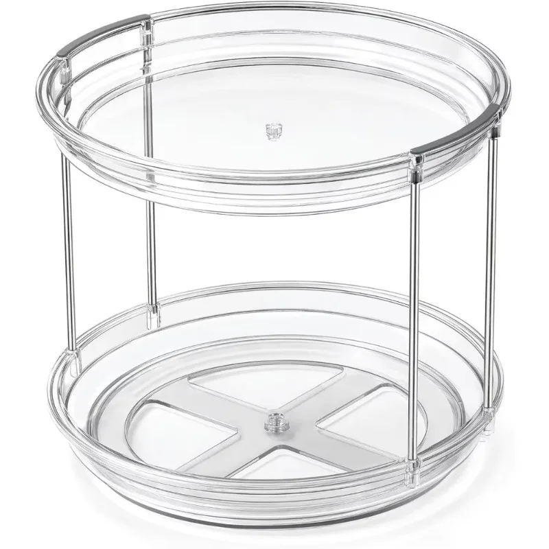 2 Tier Lazy Susan Turntable Organizer Spice Rack Organization for Cabinet, Kitchen, Pantry, Countertop