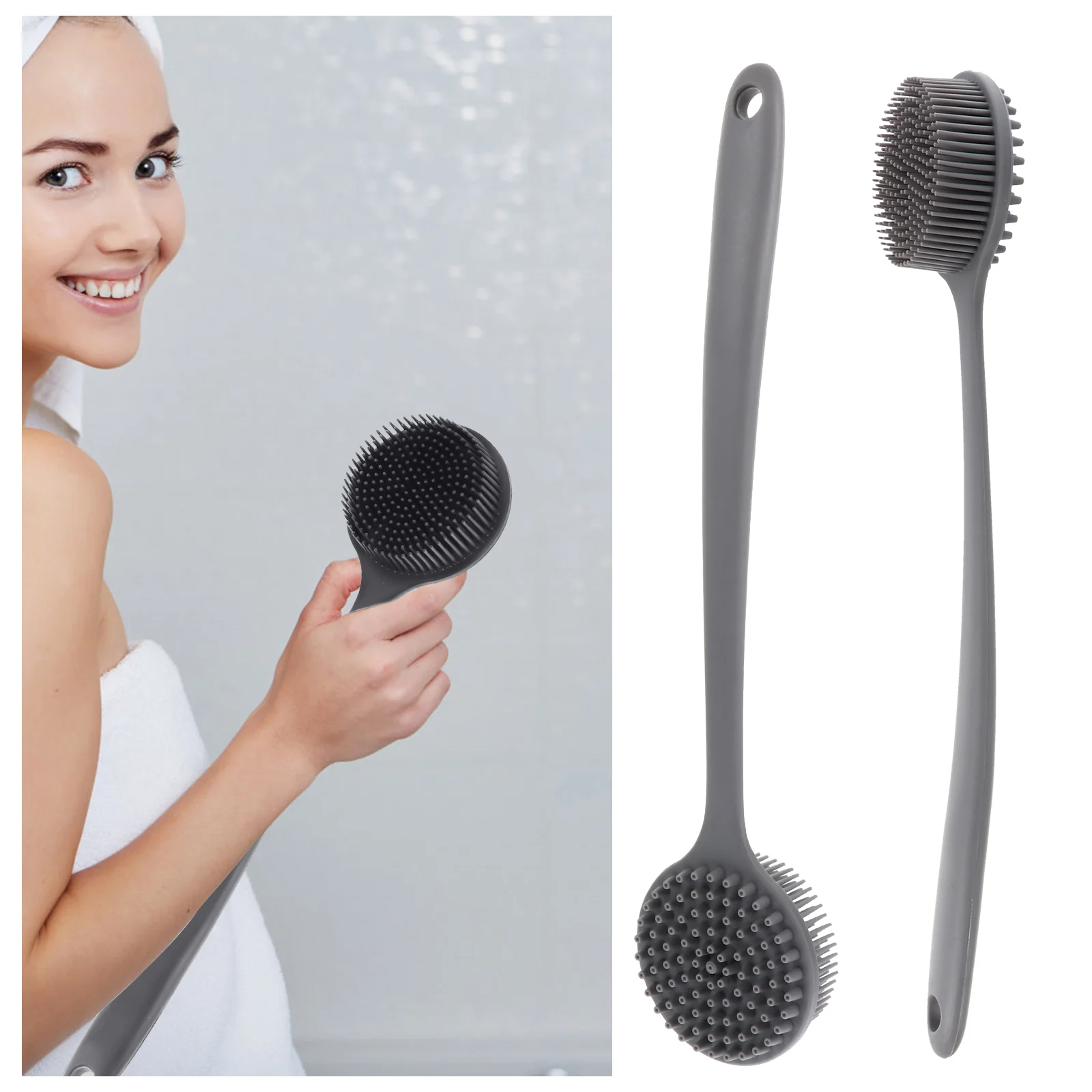 Badebürste mit langem Griff, ergonomische Körpermassagebadewanne, multifunktionale Durchblutungsstimulation, Dusche, Silikagel, Silikon