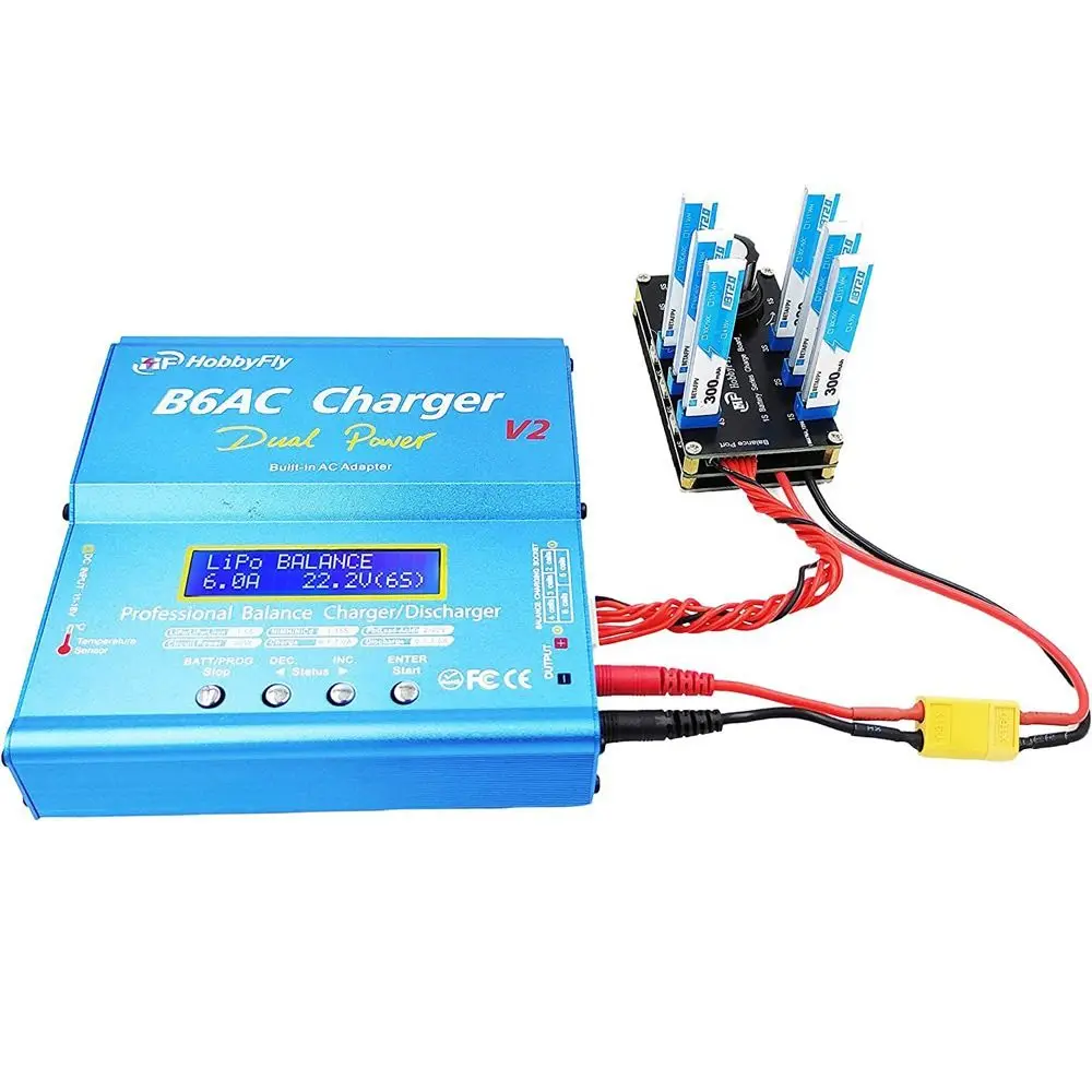 

1S LIPO Балансовая зарядная плата XT60 Вход 6-портовая балансировочная плата Пластиковая для PH2.0 BT2.0/GNB27 1S FPV Tinywhoop