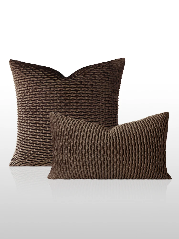 

Каркассная подушка для дивана из карамельного вельвета, наполненная пером и пухом, для отелей, демонстрационных комнат, изголовья кровати, роскошная декоративная подушка для дома