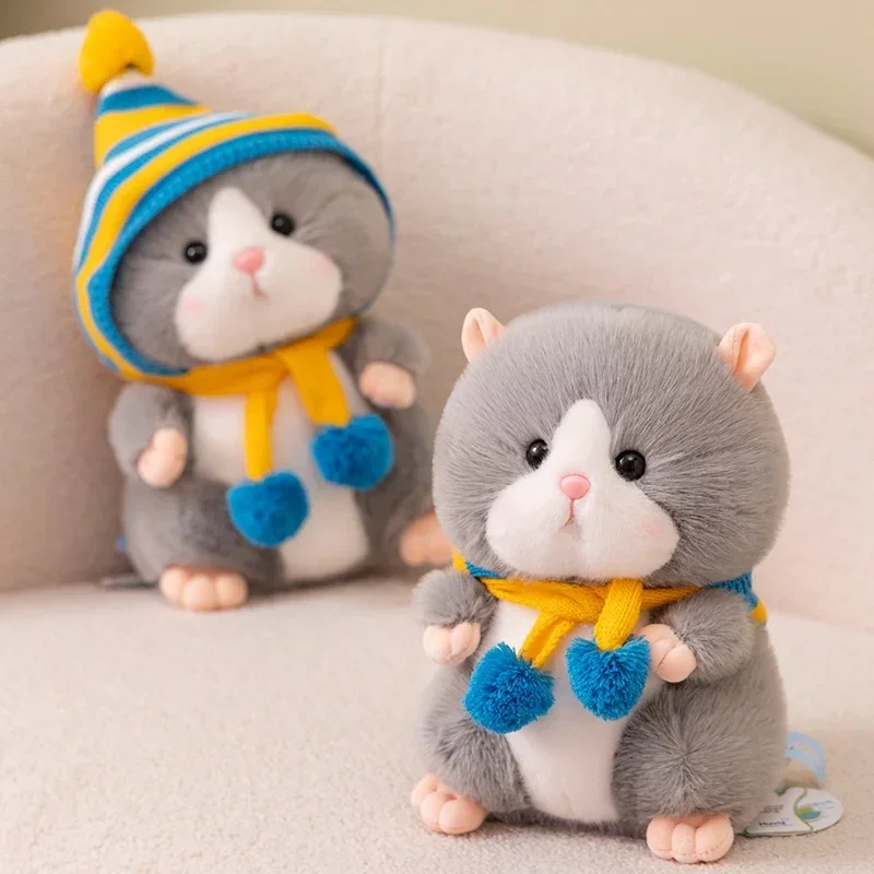 Alta qualidade com capuz hamster dourado plushie recheado likfelike cabelo fofo peluche simulado hamster animais para crianças brinquedo de pelúcia