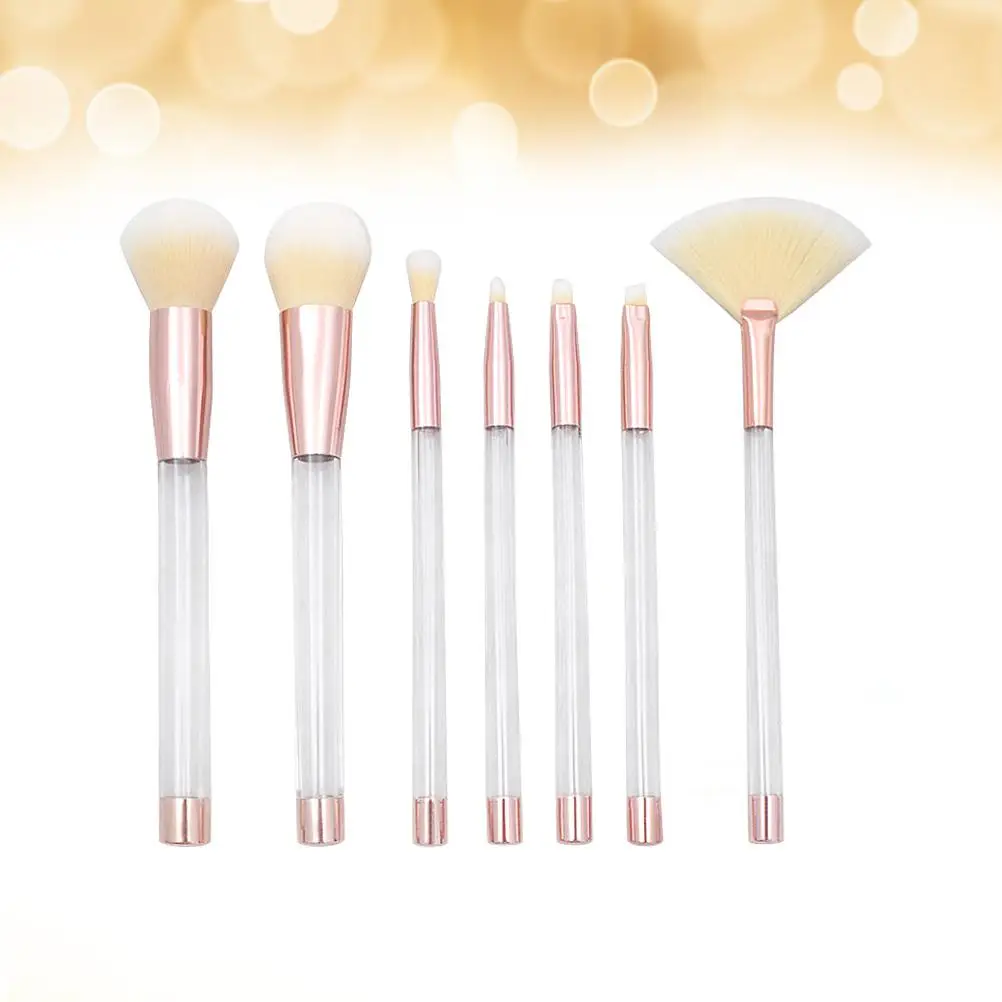 7-teiliges Make-up-Pinsel-Set, Premium-Kosmetikpinsel, Puder-Applikator, Damen, Kristallgriff, weiche Faserborsten, professionell, täglich