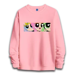 The Powerpuff Girls women's anime hoodie women's round neck top fashionable couple casual hoodie couple loose round neck hoodie