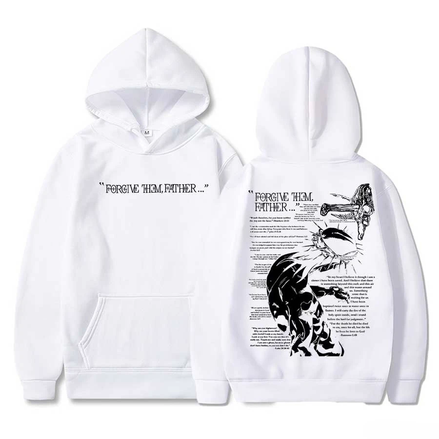 Christian Jesus Merch Forgive Them Father Bible Verse Hoodie Men Women Pullover Hiphop Streetwear Casual Loose Sweatshirt Tops