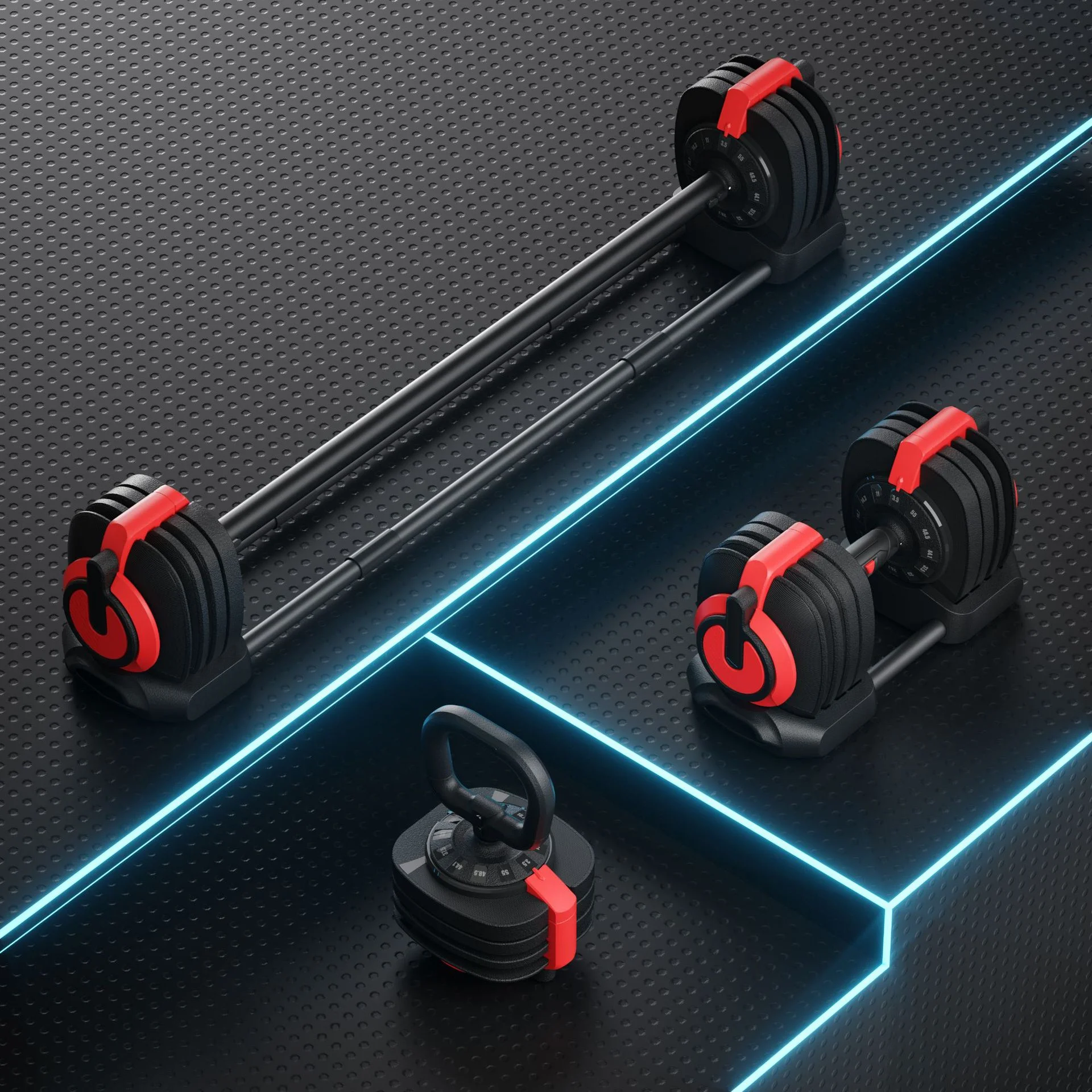

Smart And New Adjustable Dumbbell 3 In 1 Adjustable Dumbells Barbel Dumbbell Set 24kg