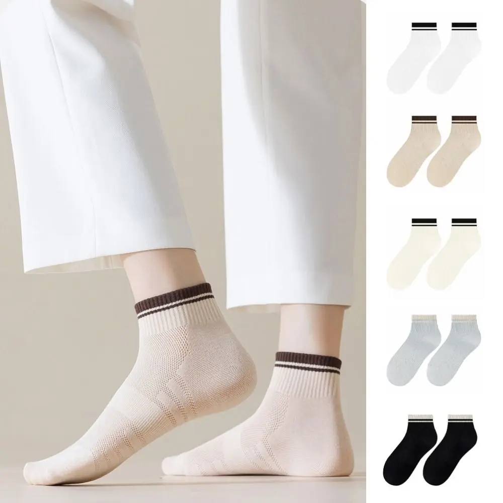 

10Pairs Patchwork Sweat Absorption Women Ankle Socks Anti Slip Breathable Mesh Thin Socks Hosiery Short Tube Socks Gift
