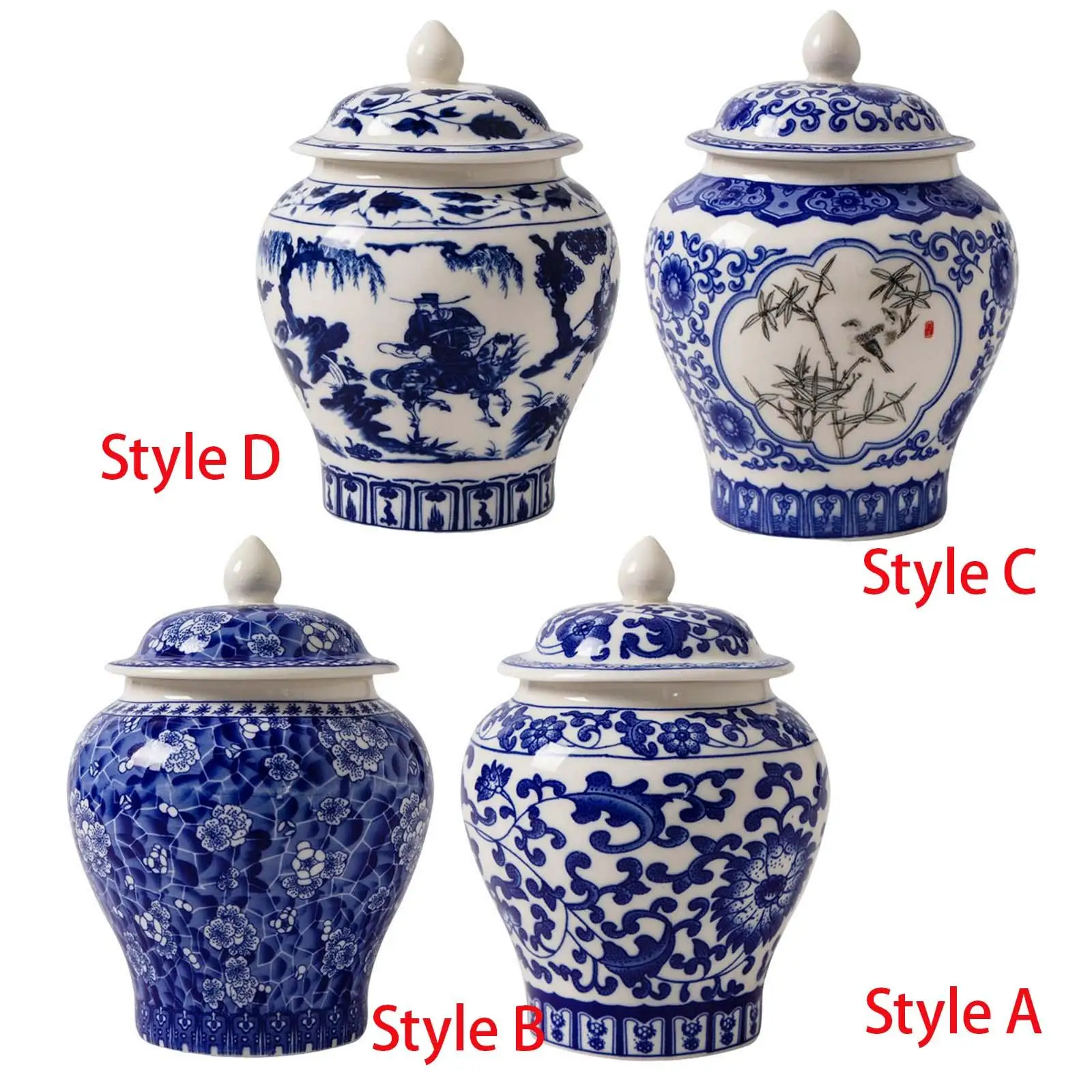 Ceramic Ginger Jar Multi Purpose Chinoiserie Gift Vase for Table Decoration