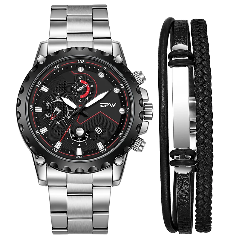 TPW Luxury Sport Watch For Man With Bracelet Luminous Hands Free Gift Box