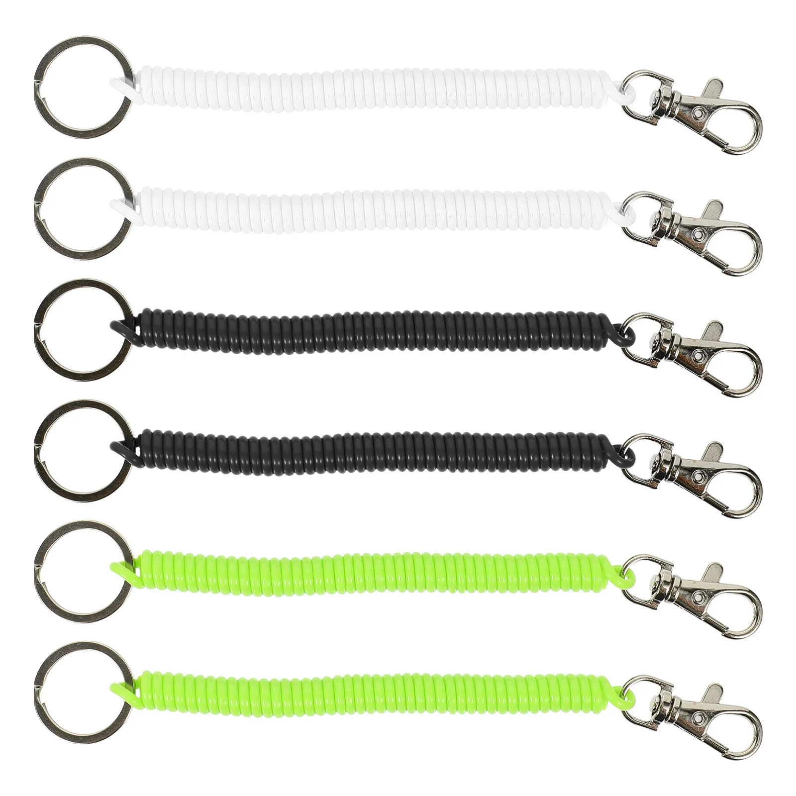 6Pcs Anti-Lost Rope Wrist Keychains Elastic Spring Coil Retractable Key Chain Outdoor Key Holder for Women Men