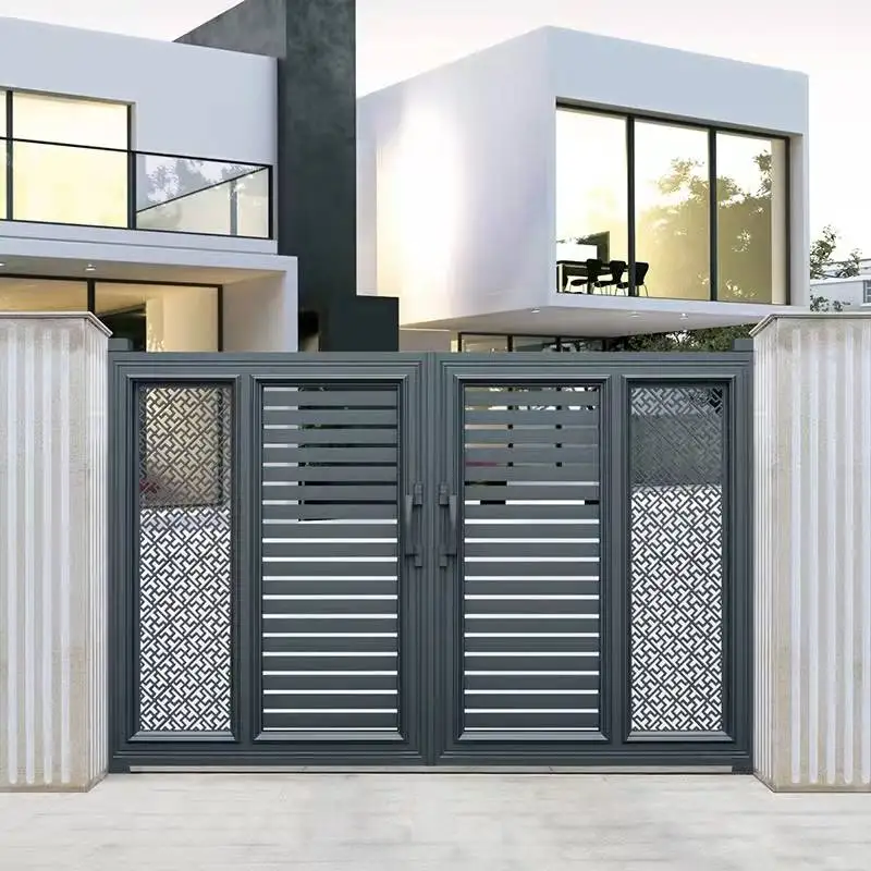 

Outdoor Industrial Metal Entry Price Driveway Main Design Boundary Wall Best Swing Aluminium Fence Doors Gate for Houses