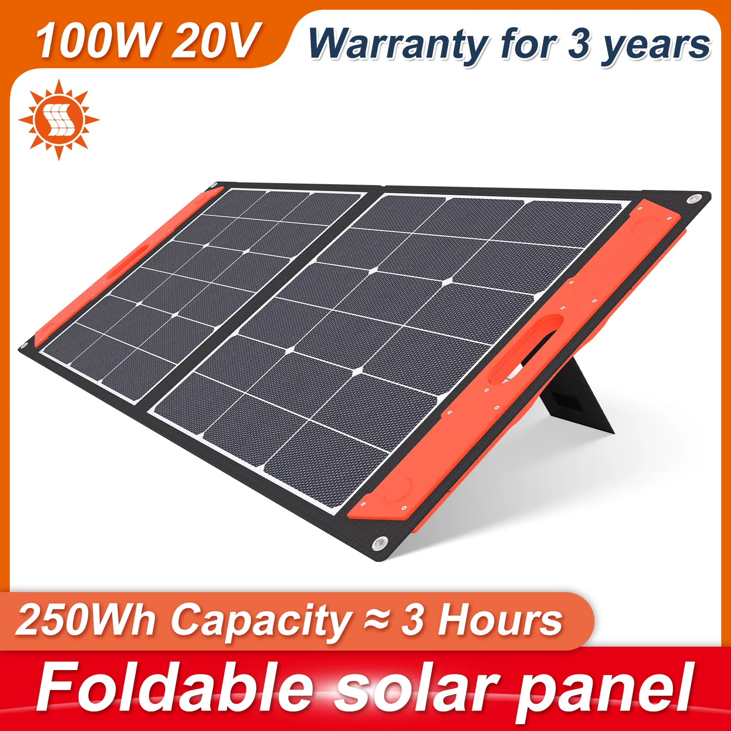 100W-400W SUNPOWER Foldable solar panel  Outdoor portable 12 v battery energy  storage solar Comes with a USB Type - C