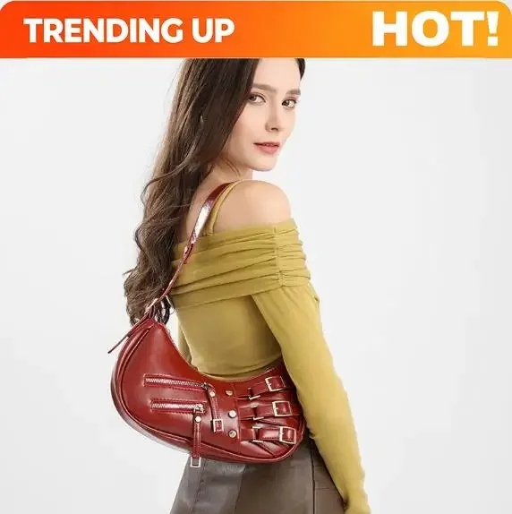 Women Bag PU Shoulder Bags for Women Y2K Trendy Cool American Motorcycle Bag 2026 New Bags for Women Designer Handbag