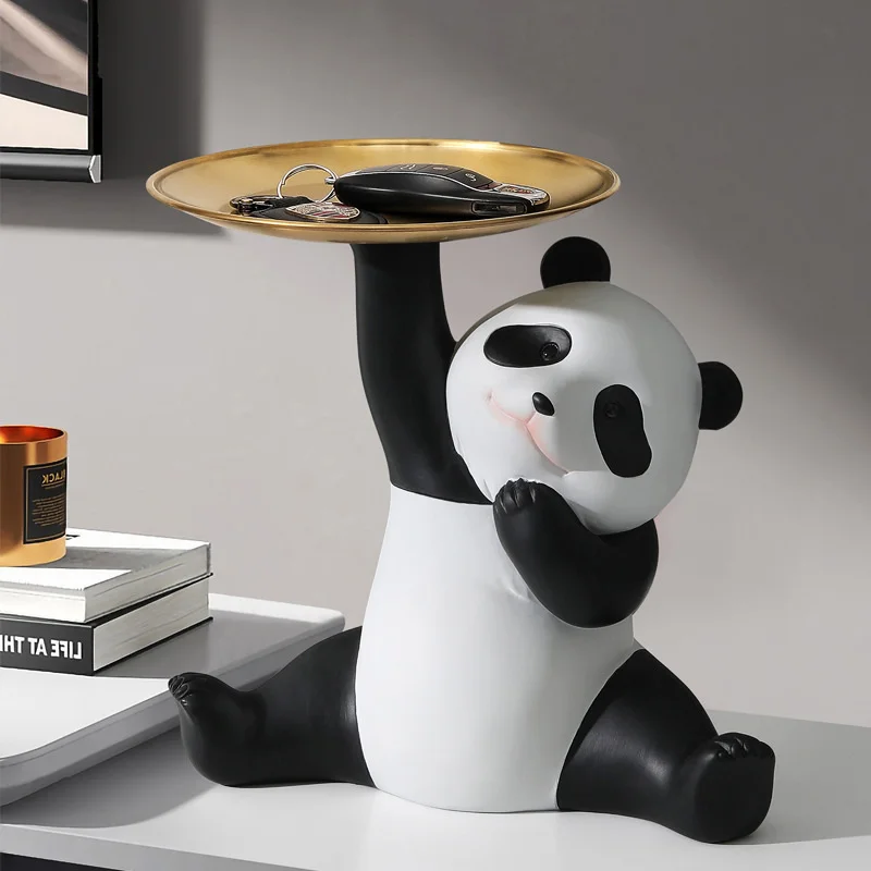 

Cute panda tray porch key storage ornaments creative home living room Creative Desktop decorations gifts