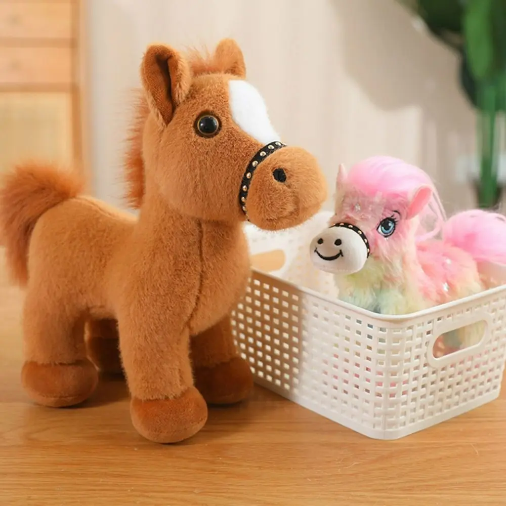 Dessin animé + PP coton petit foal 20 cm objets de collection Simulation cheval réaliste Animal cadeau