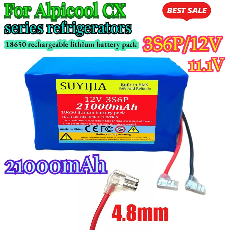 

3S6P 11.1V 12.8V 21Ah Rechargeable Lithium Battery Pack 12V 18650 Built-in Battery for Alpicool CX Series Refrigerators