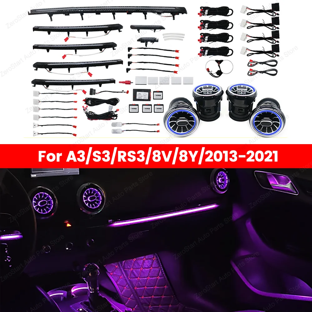 

30 Color illuminated Strip For Audi A3 S3 RS3 8V 8Y 2013-2018 MQB Decorate Ambient Light Dashboard Air Vent LED Atmosphere Lamp
