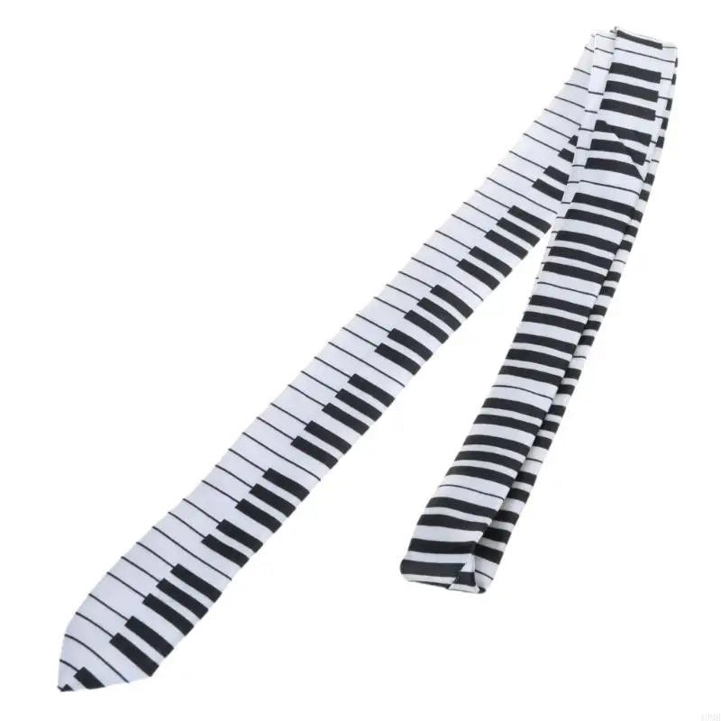 49MB Men's Black & White Piano Keyboard Necktie Tie Skinny Music Tie