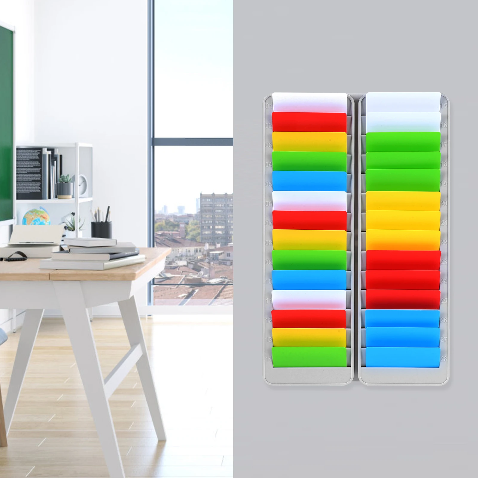 

28 Slots Card Holder Rack Organizer for Business Hotel Room Cards ID IC VIP Multi Material Storage Display