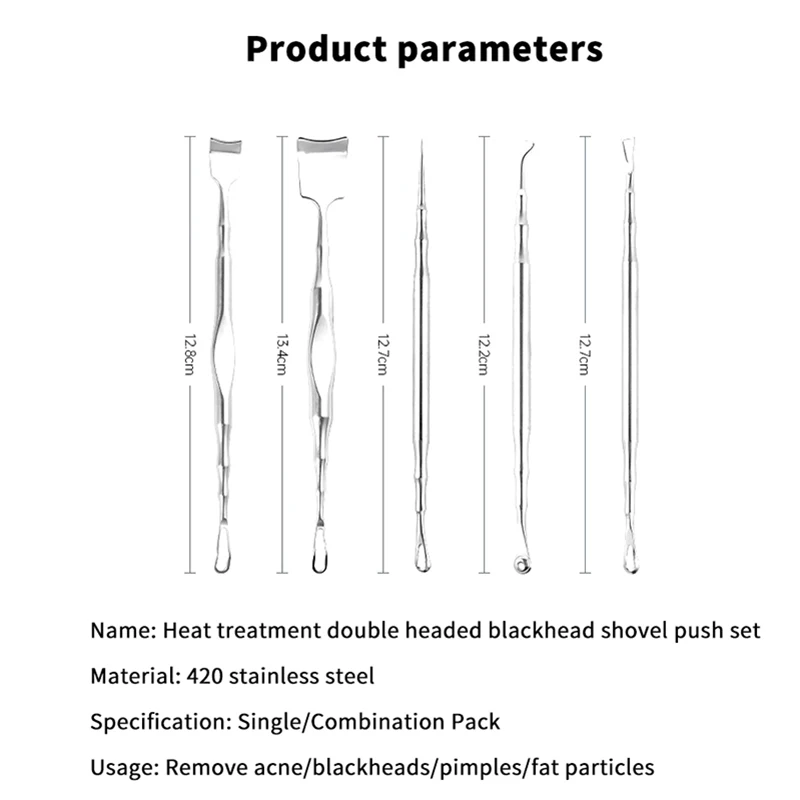 Super Pointed เข็มสิว Blackhead Removal ปิดสิวบีบ Blackhead Shovel Push Nose Remover Face Care เครื่องมือความงาม