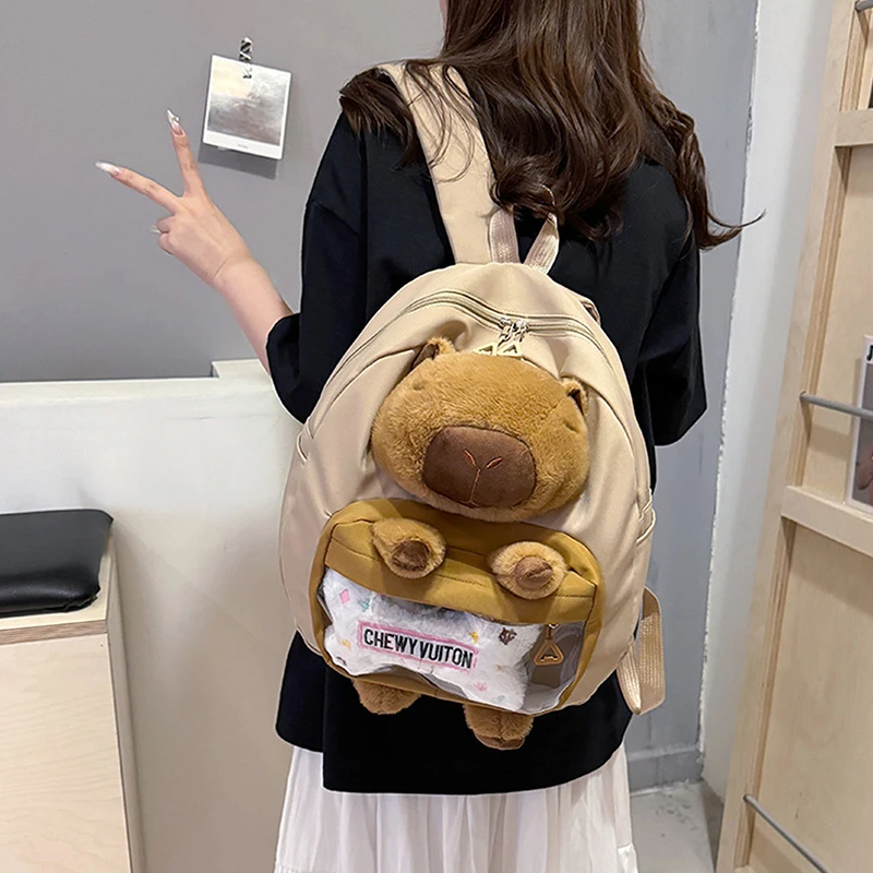 

Funny Capybara Plush Cartoon Backpack Large-Capacity Student School Bag Cute Soft Animal Gift for Girls Kids