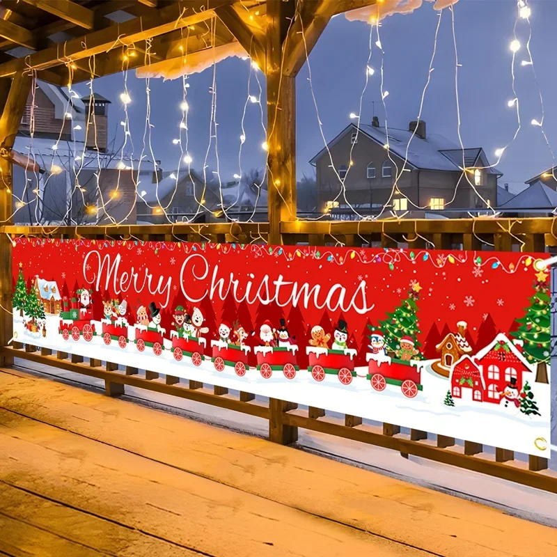 VIKAMA 2025 Weihnachts-Außenbanner, Frohe Weihnachten, Heimdekoration, Terrassenzaun, hängender Hintergrund, 2026, frohes neues Jahr