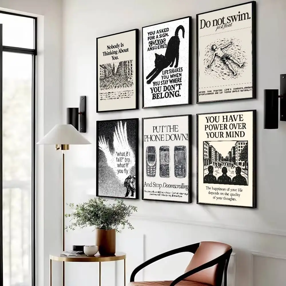 Popular Large Cool Positive Encouragement Text Poster Self-adhesive Art Paper Sticker Coffee House Bar Room Wall Decor