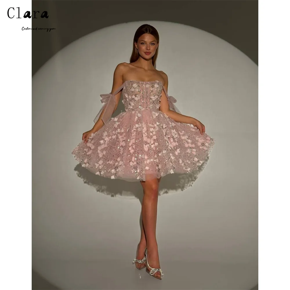 

Clara Custom 3D Flowers Lace Off-shoulder Sleeveless Elegant Dresses for Woman Party Wedding Gala Dress Women's Ball Gown Prom