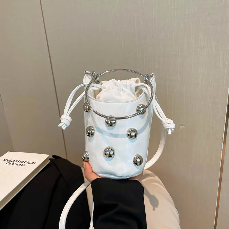 

2025 Edgy Studded Shoulder Bag - Chic Mini Dumpling Purse (Trendy Solid-Color Handbag for Women)