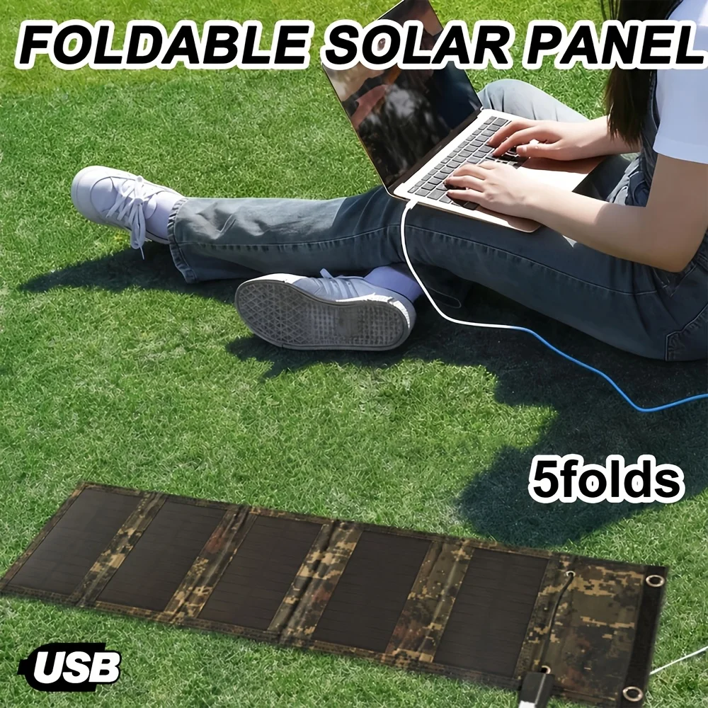 Portable Solar Panel, Camouflage Foldable Solar Panel, Solar Charger Camping Essential, Foldable Portable Flexible Mini Solar